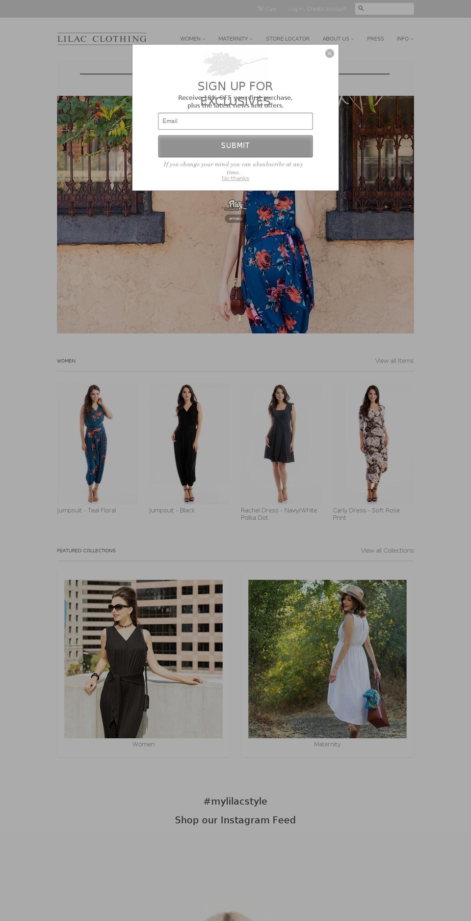 lilacmaternityandmore.com shopify website screenshot