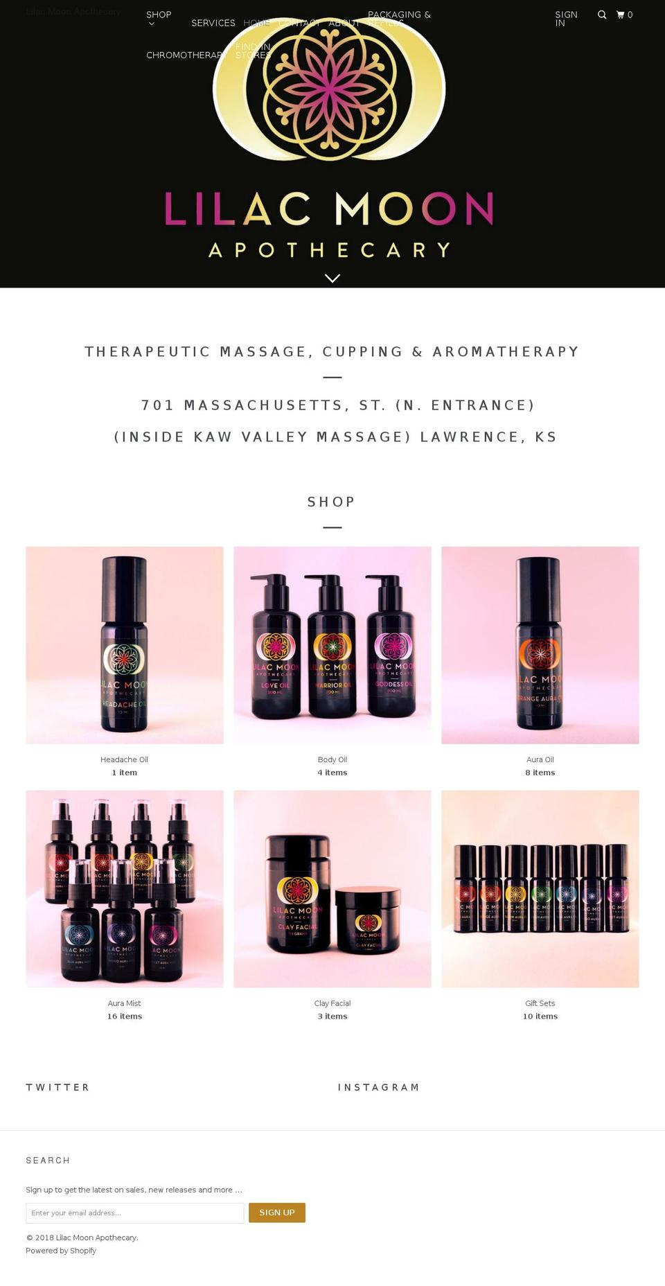 lilacmoonapothecary.com shopify website screenshot