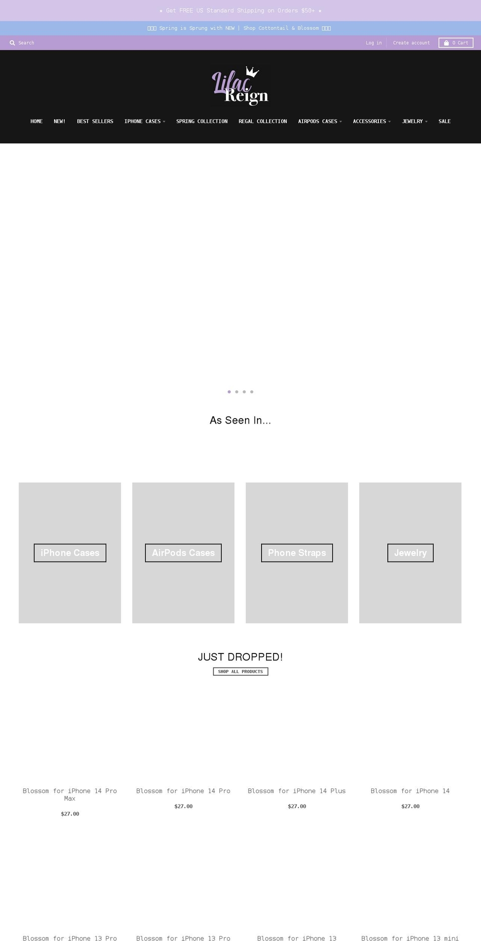 lilacreigncases.com shopify website screenshot