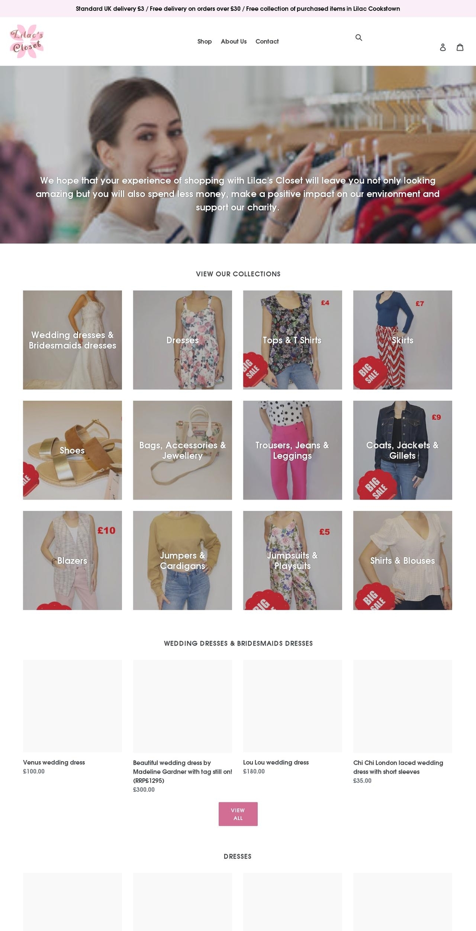 lilacscloset.co.uk shopify website screenshot