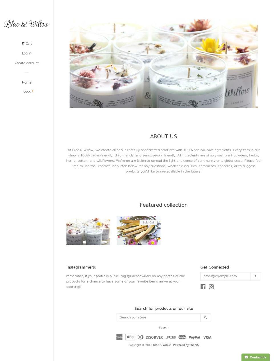 lilacwillow.com — Shopify storefront screenshot