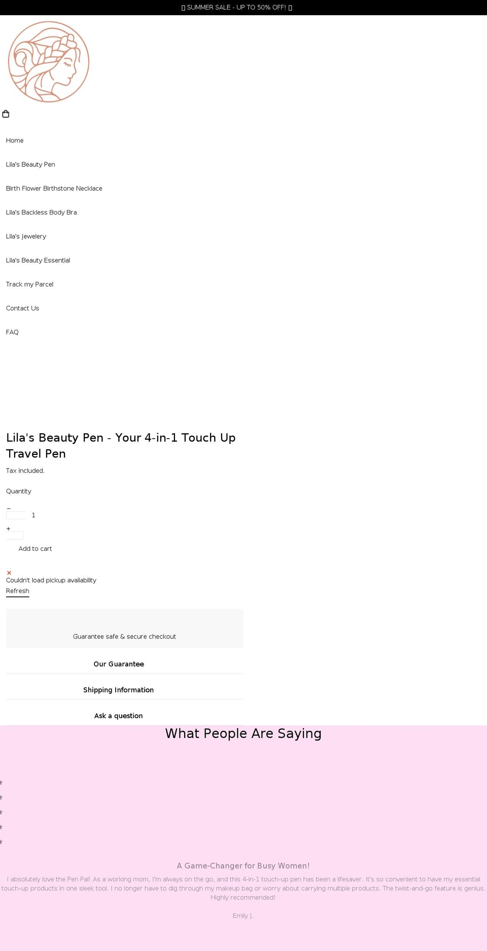 lilasbeautyco.com shopify website screenshot