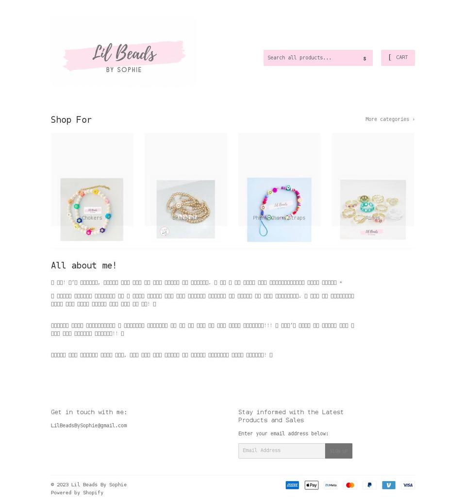 lilbeadsbysophie.com shopify website screenshot