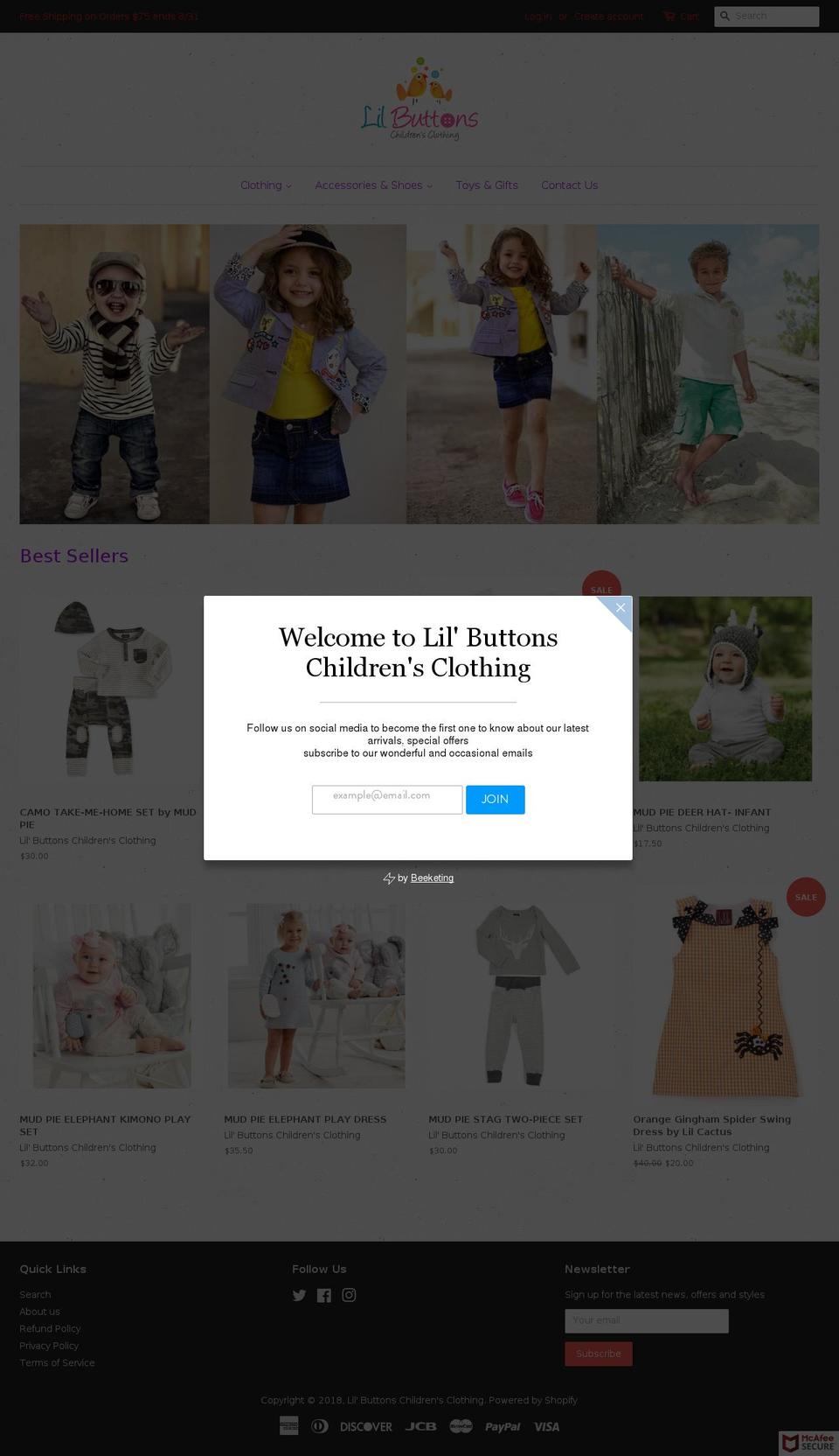 lilbuttons.com — Shopify storefront screenshot