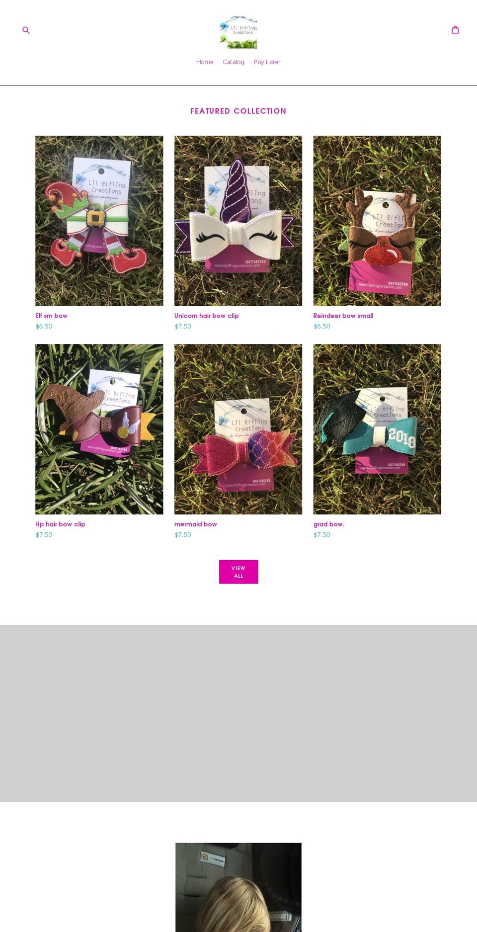 lilelflingscreations.com — Shopify storefront screenshot