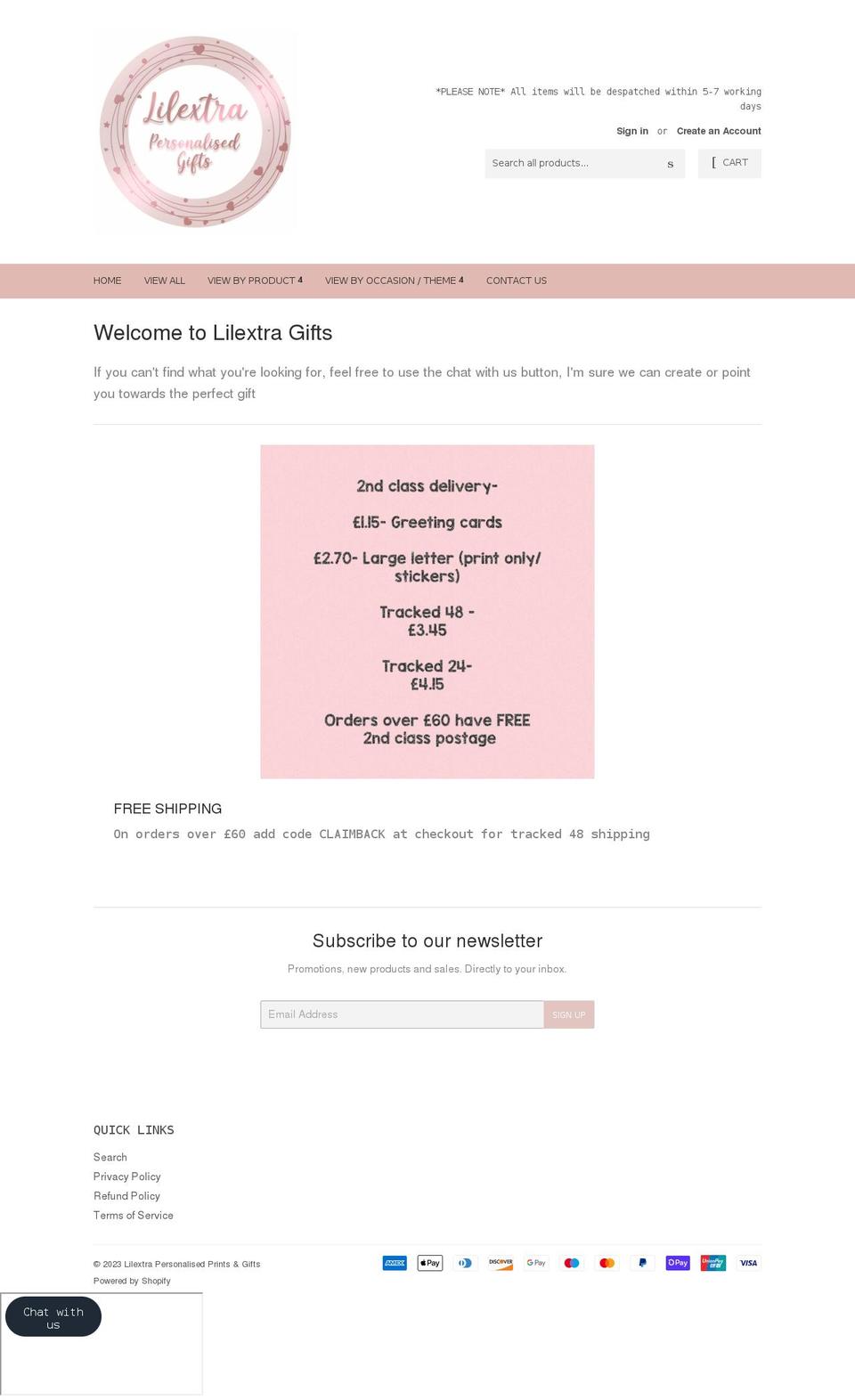 lilextrapersonalisedprints.com shopify website screenshot