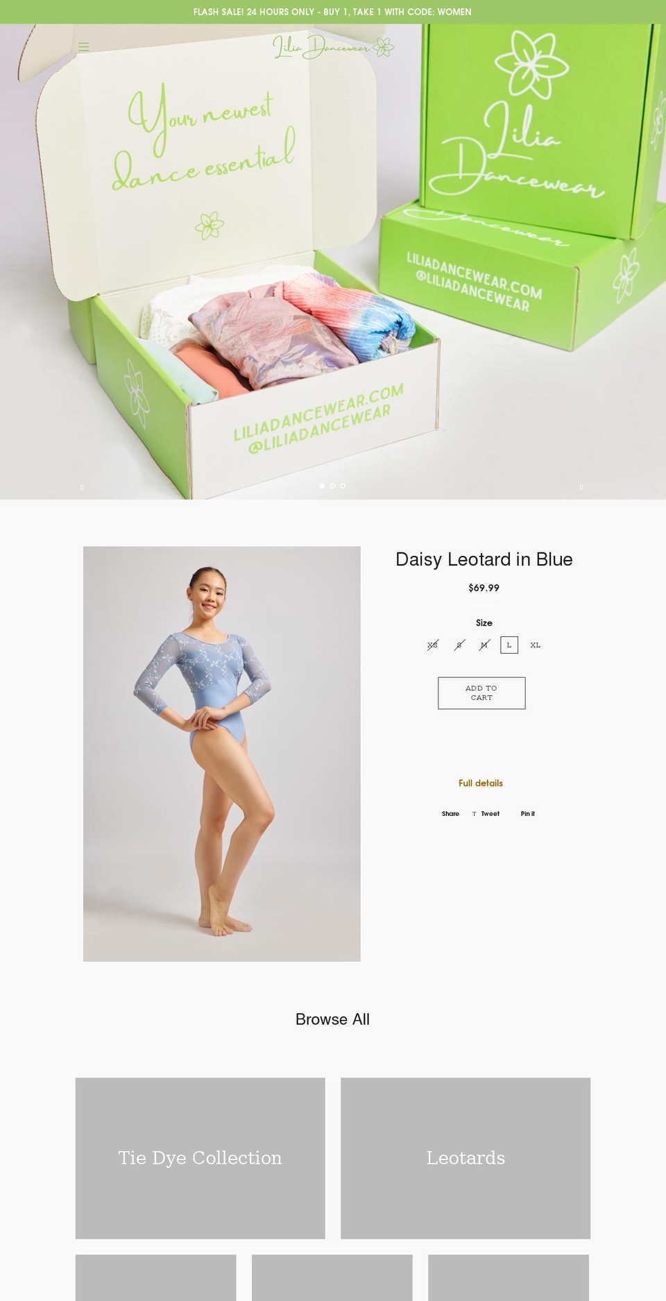 liliadancewear.com shopify website screenshot