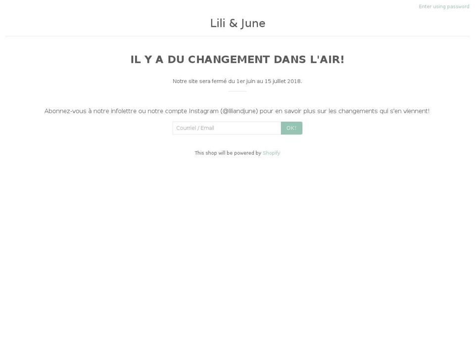 liliandjune.com — Shopify storefront screenshot