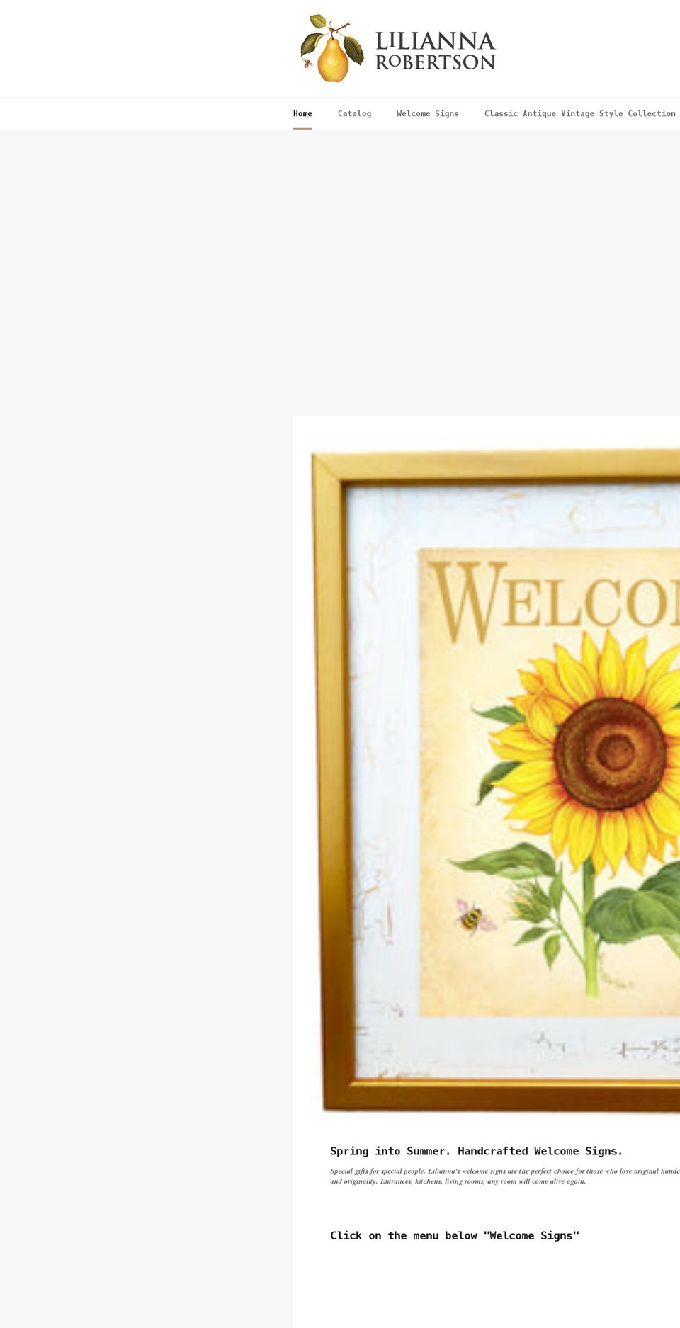 liliannarobertson.com shopify website screenshot