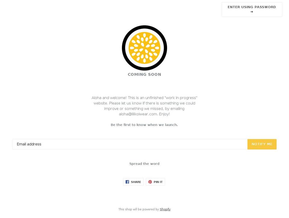 lilikoishop.com shopify website screenshot