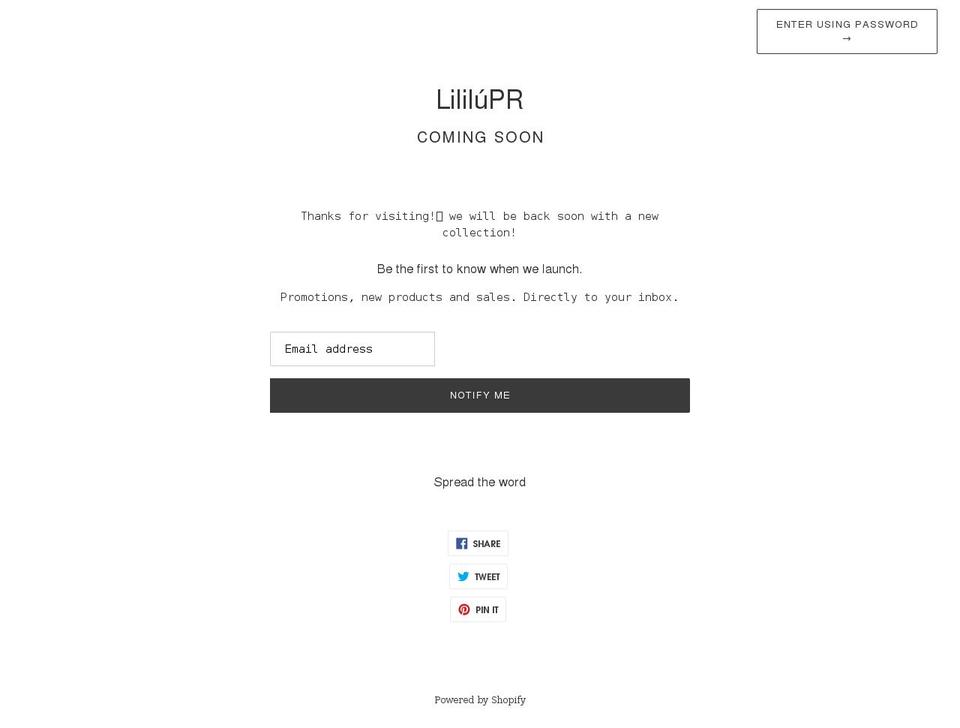 lililupr.com shopify website screenshot