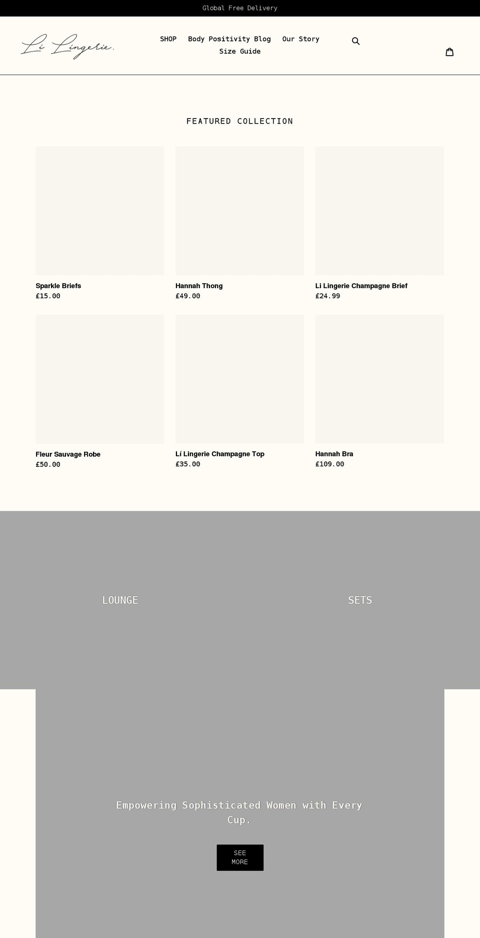 lilingerie.com shopify website screenshot