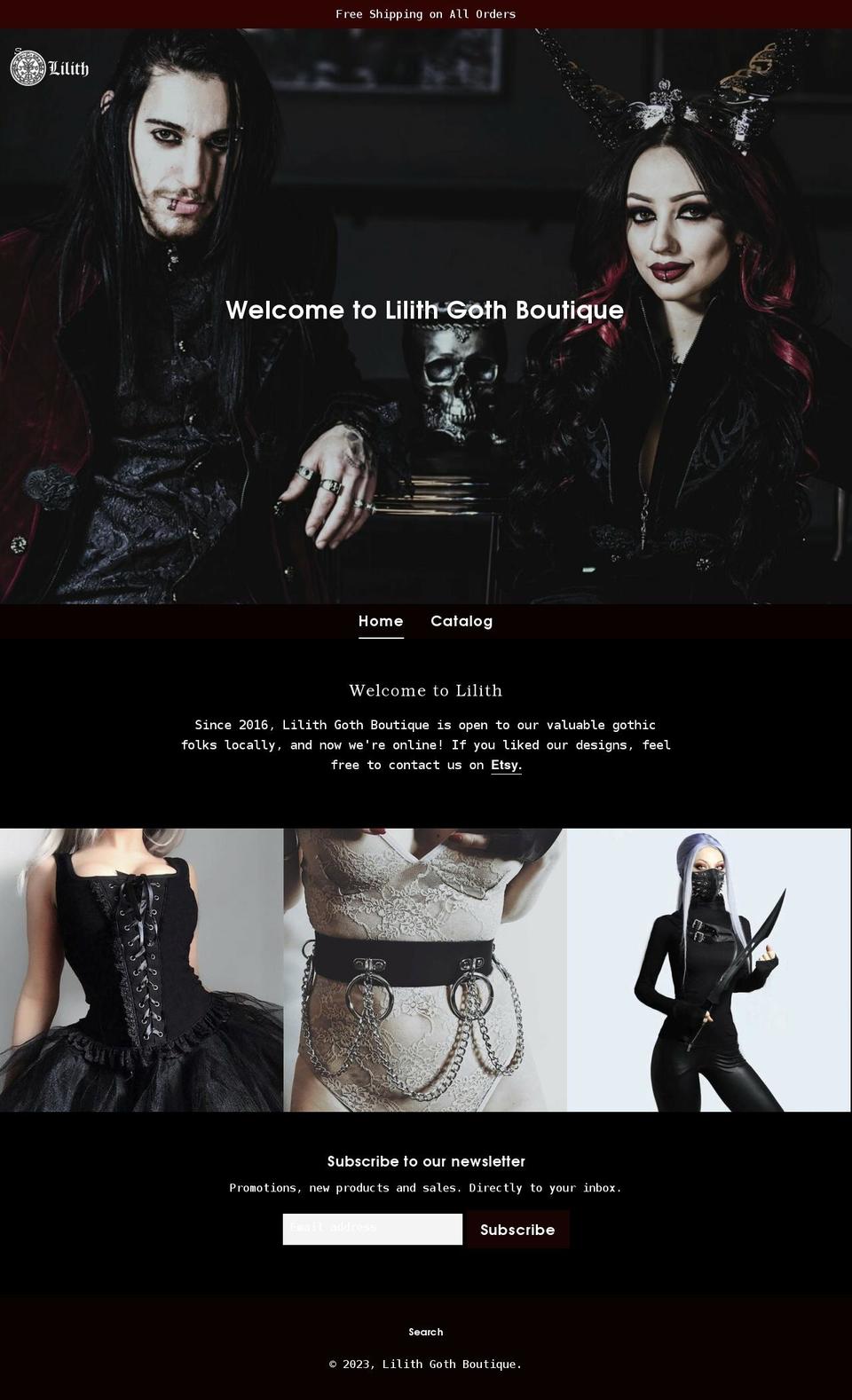 lilithgothboutique.com shopify website screenshot