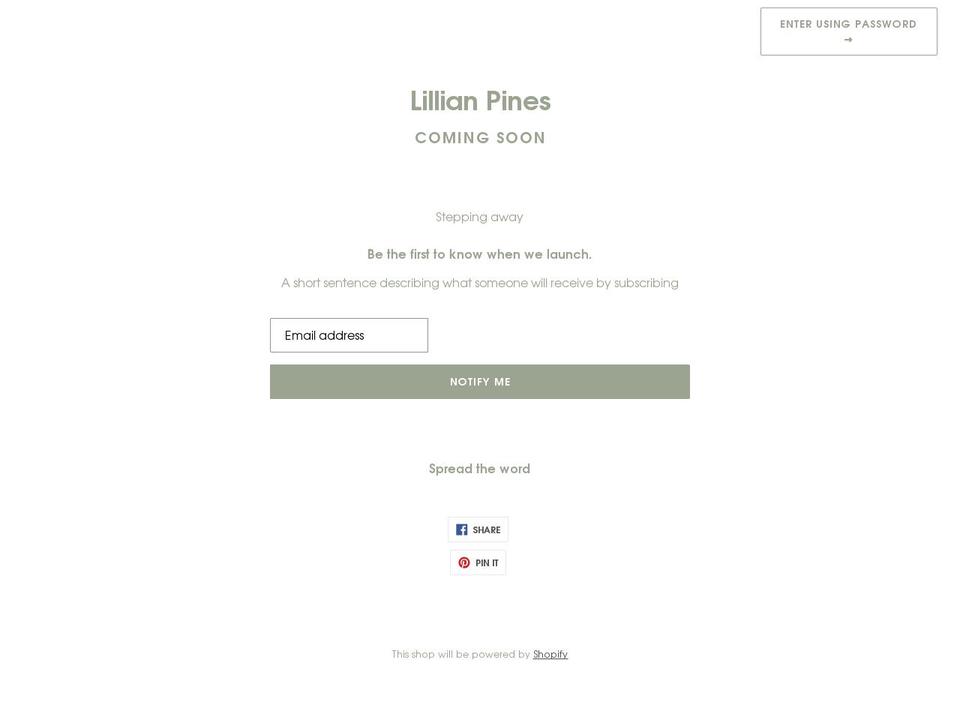 lillian-pines-designs.myshopify.com shopify website screenshot