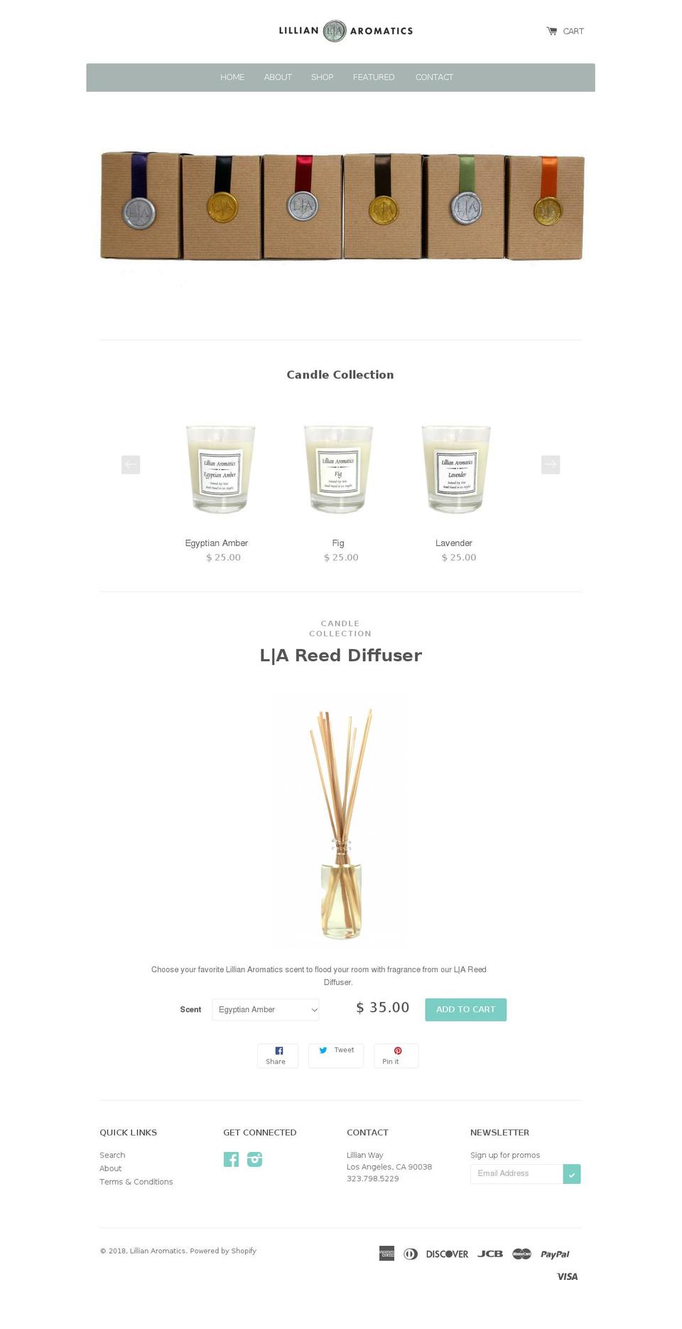 lillianaromatics.com shopify website screenshot