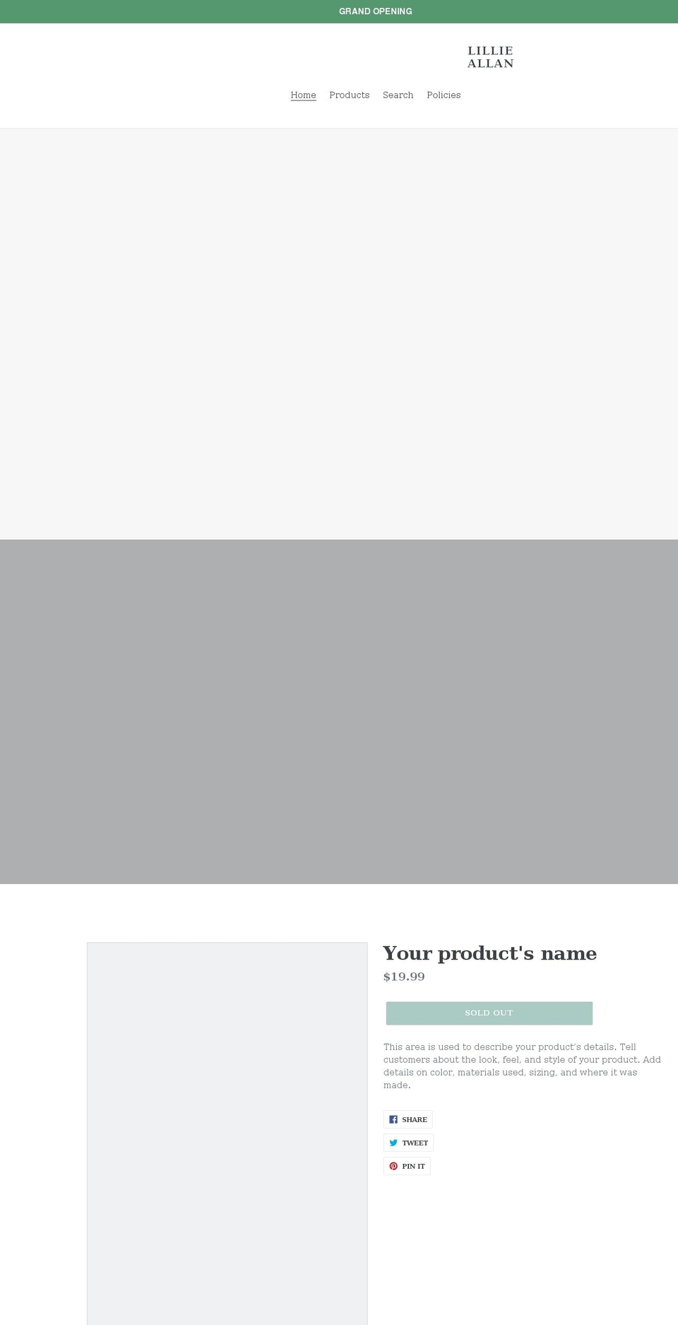 lillie-allan.com shopify website screenshot