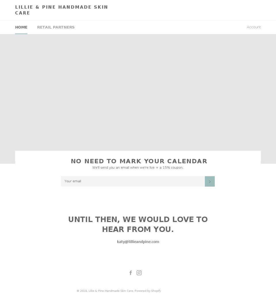 lillieandpine.com — Shopify storefront screenshot