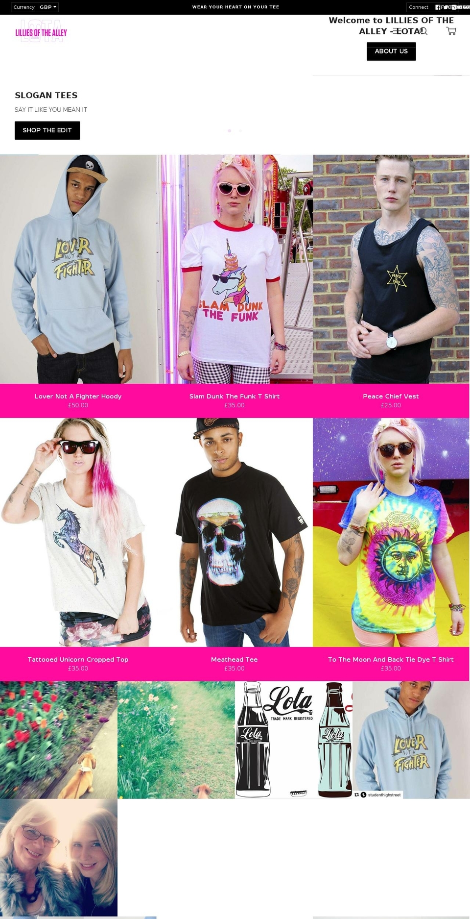 lilliesofthealley.com shopify website screenshot
