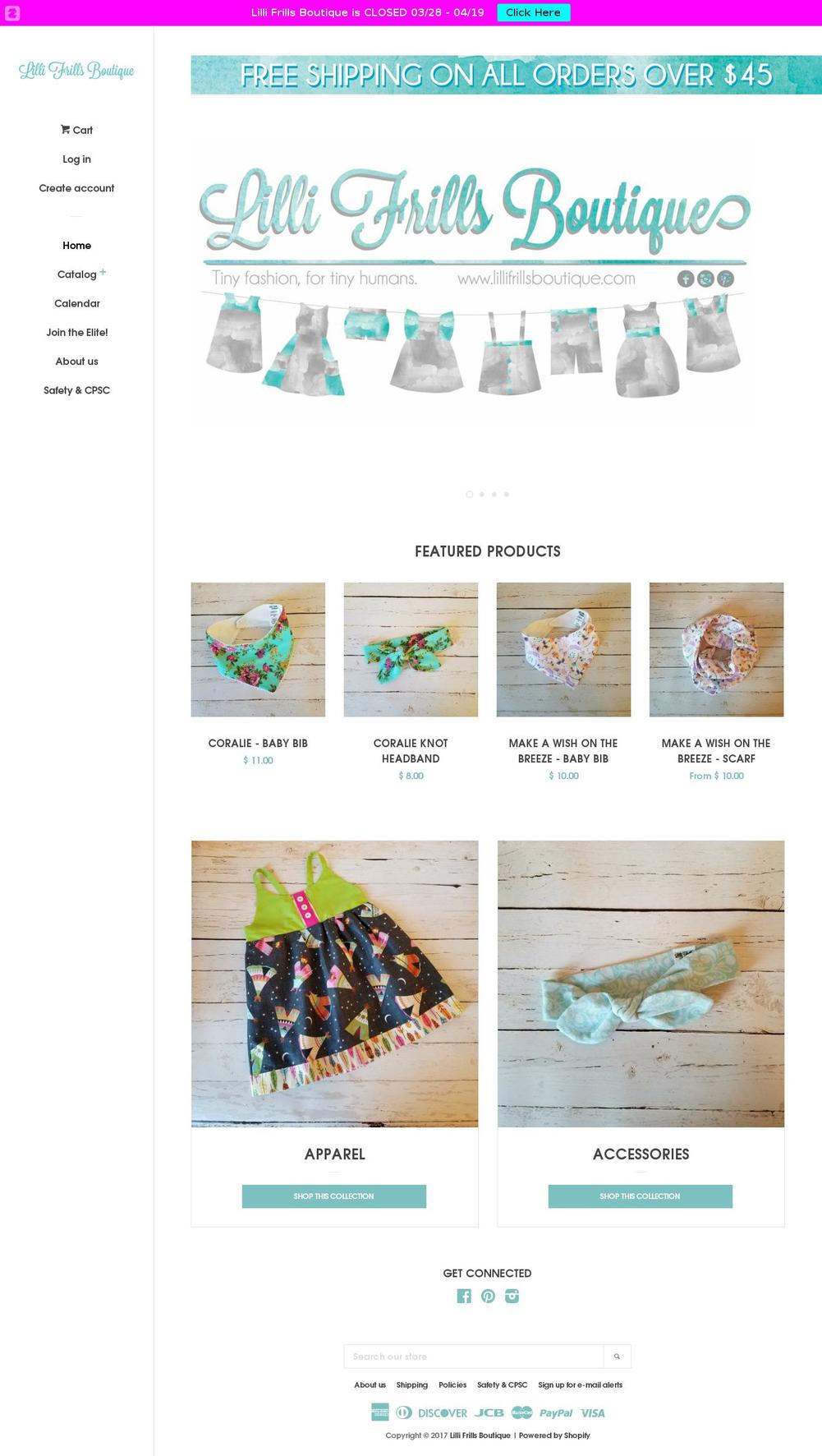 lillifrillsboutique.com shopify website screenshot
