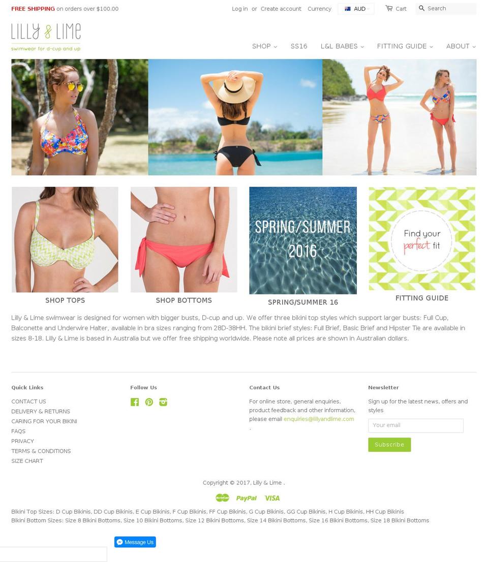 lillyandlime.com shopify website screenshot