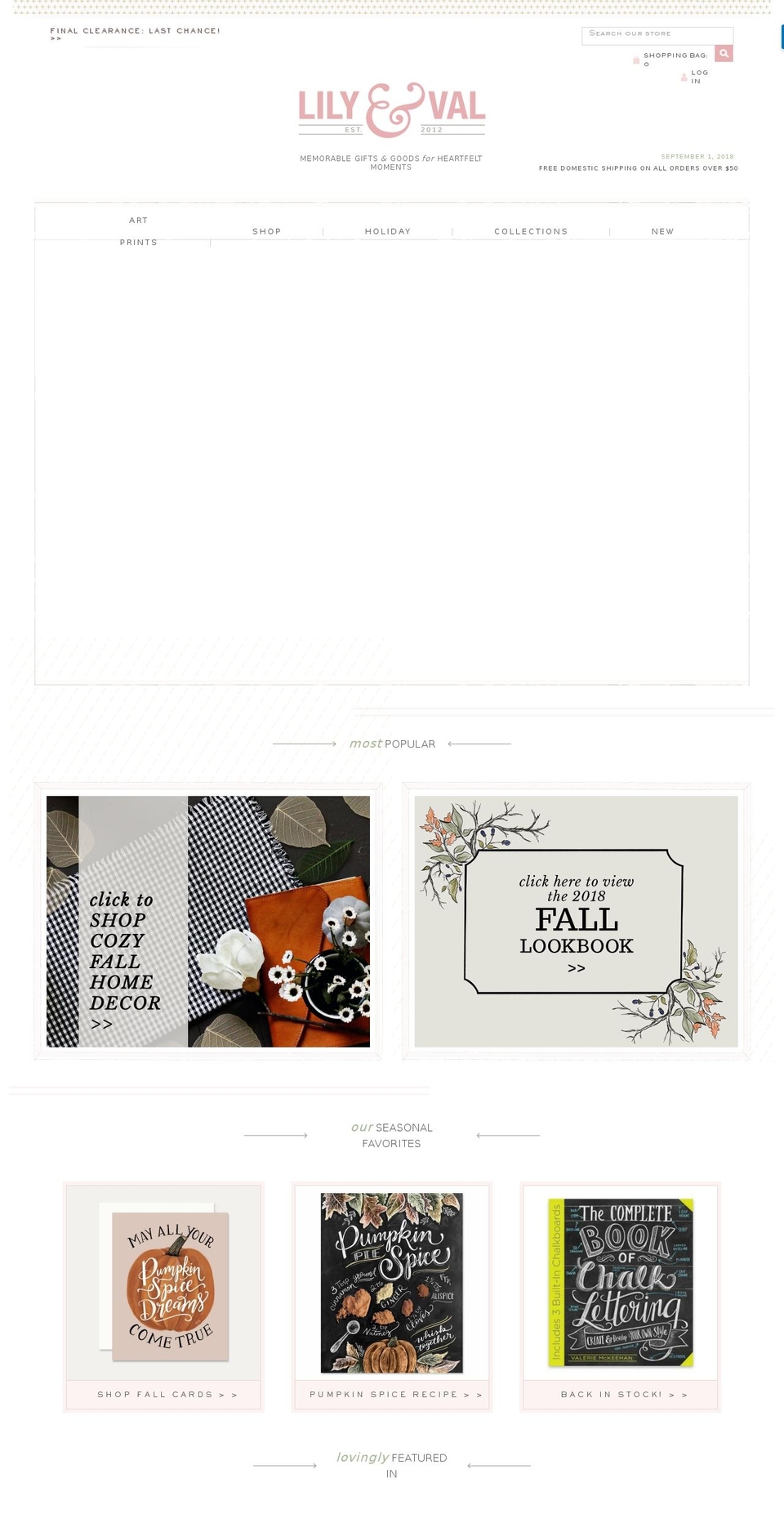 lillyandval.com — Shopify storefront screenshot