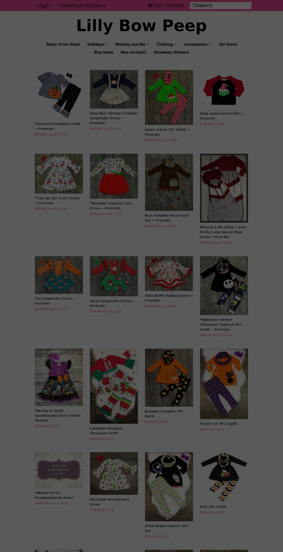 lillybowpeep.net shopify website screenshot