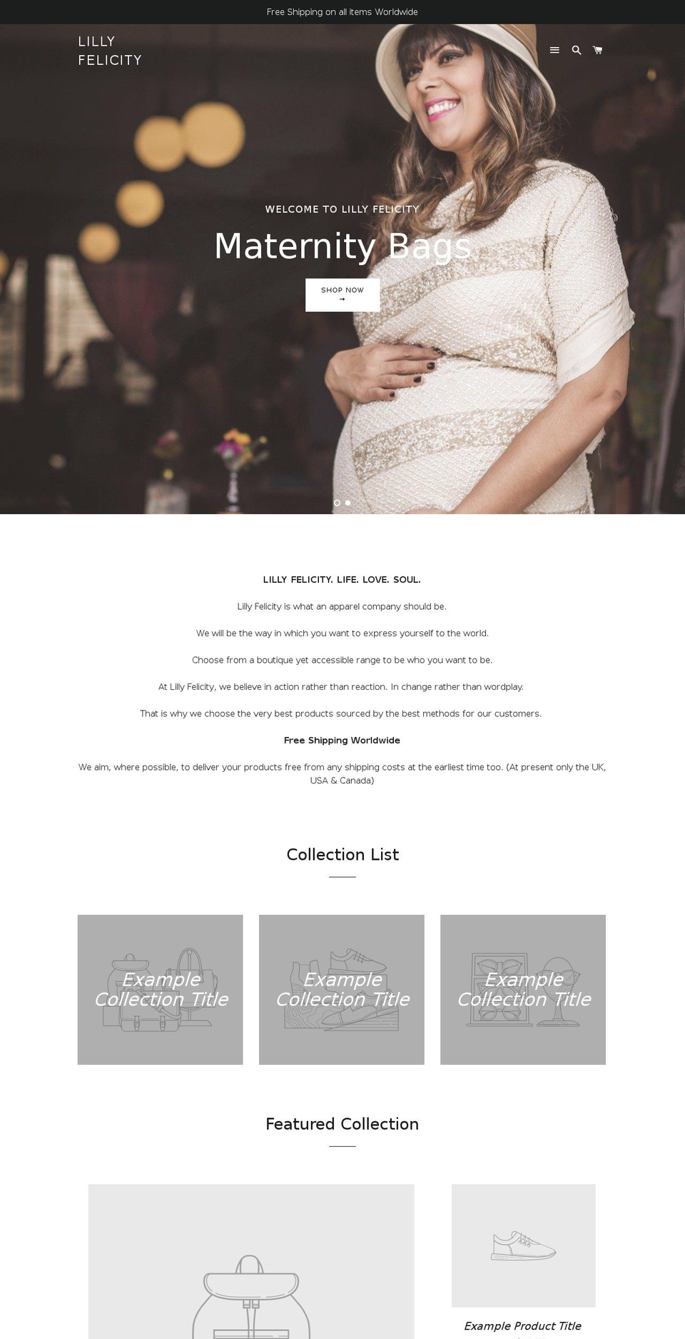 lillyfelicity.com — Shopify storefront screenshot