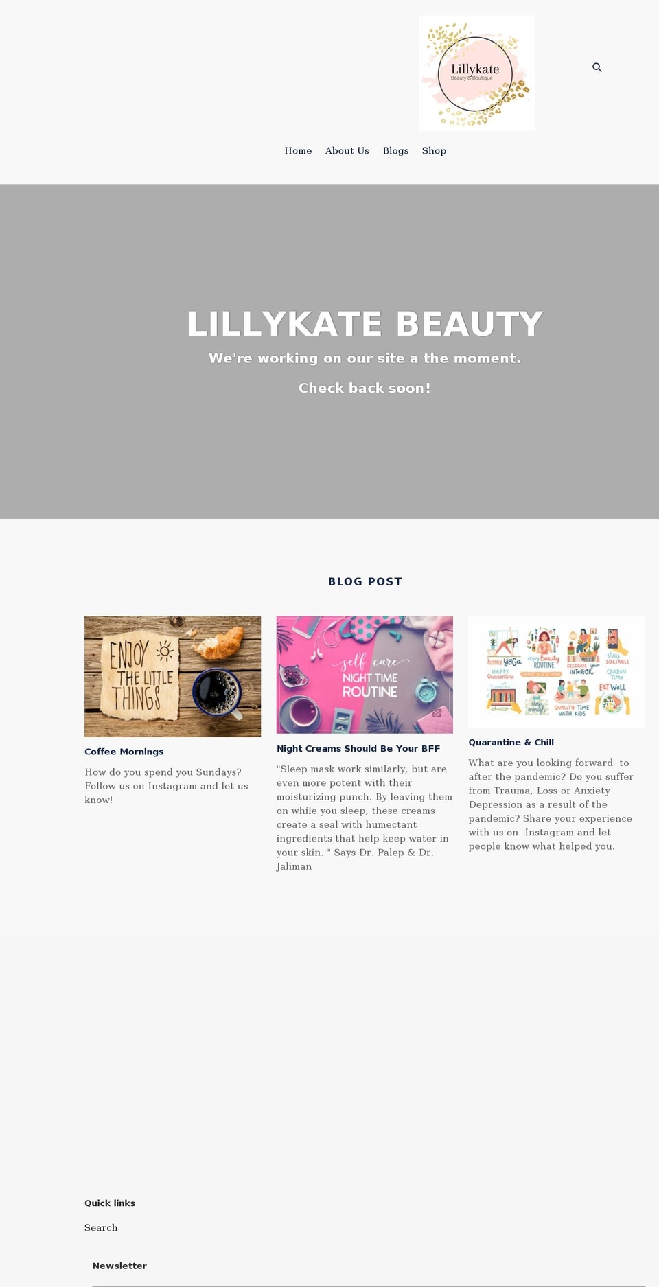 lillykatebeauty.com shopify website screenshot