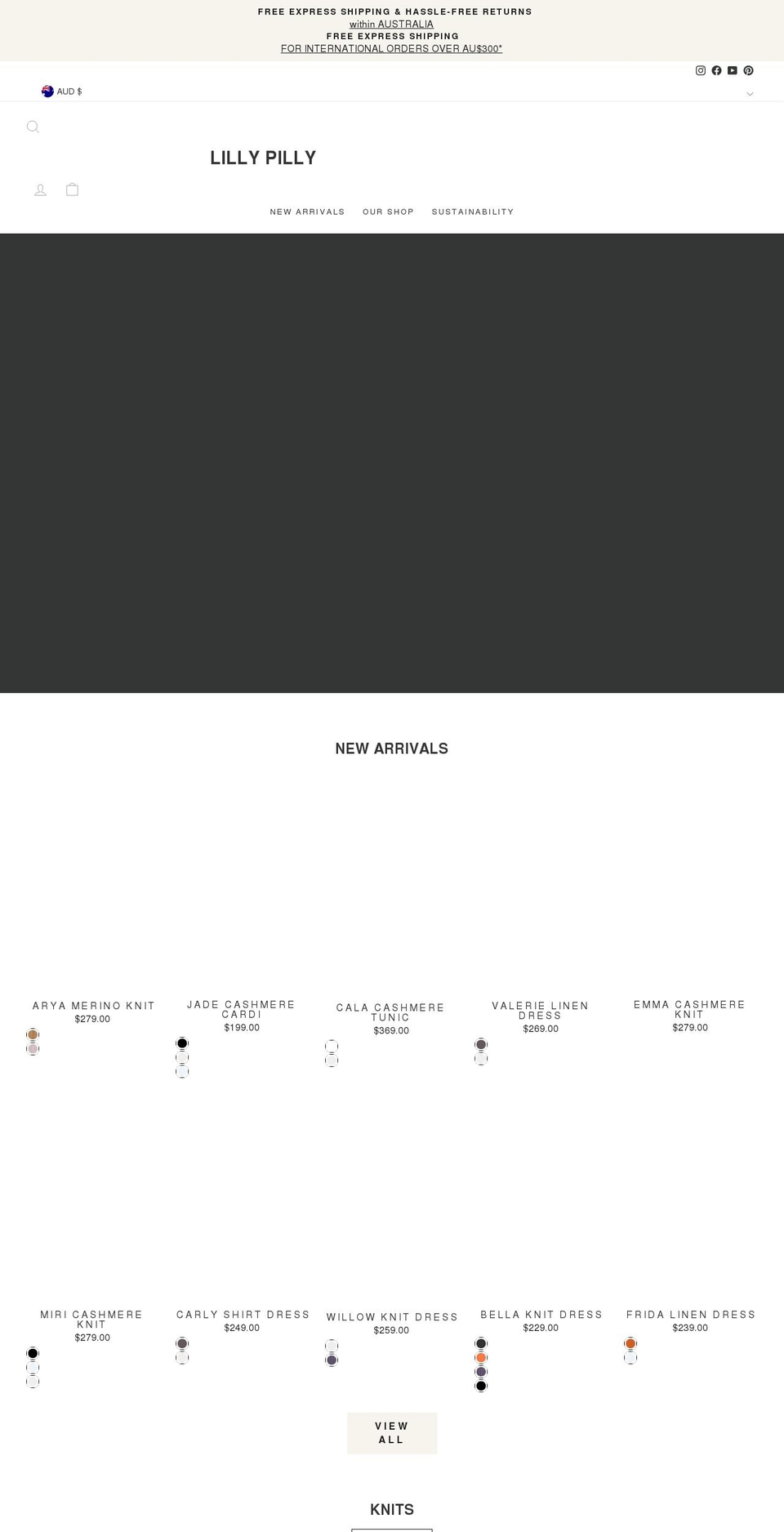 lillypillyclothing.com shopify website screenshot