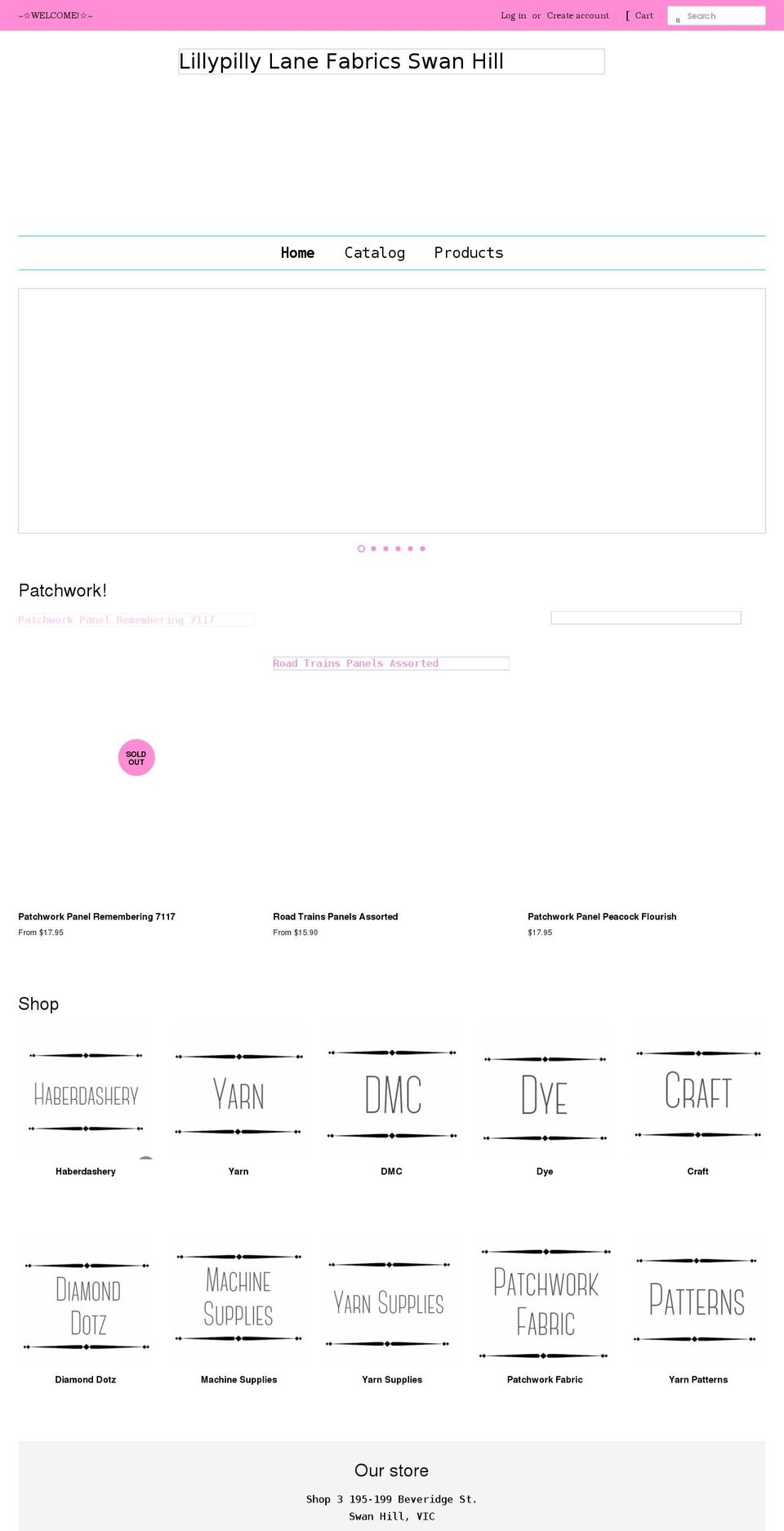 lillypillylanefabrics.com shopify website screenshot