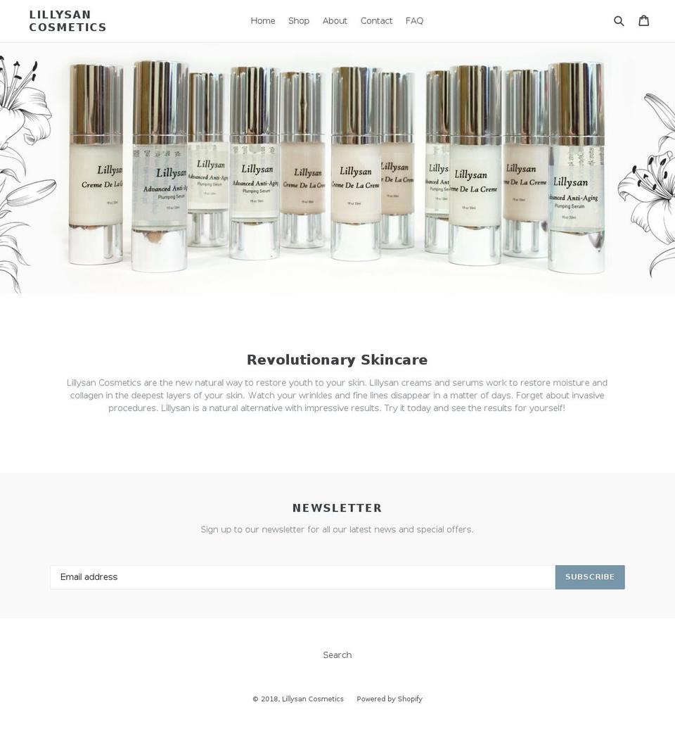 lillysancosmetics.com shopify website screenshot