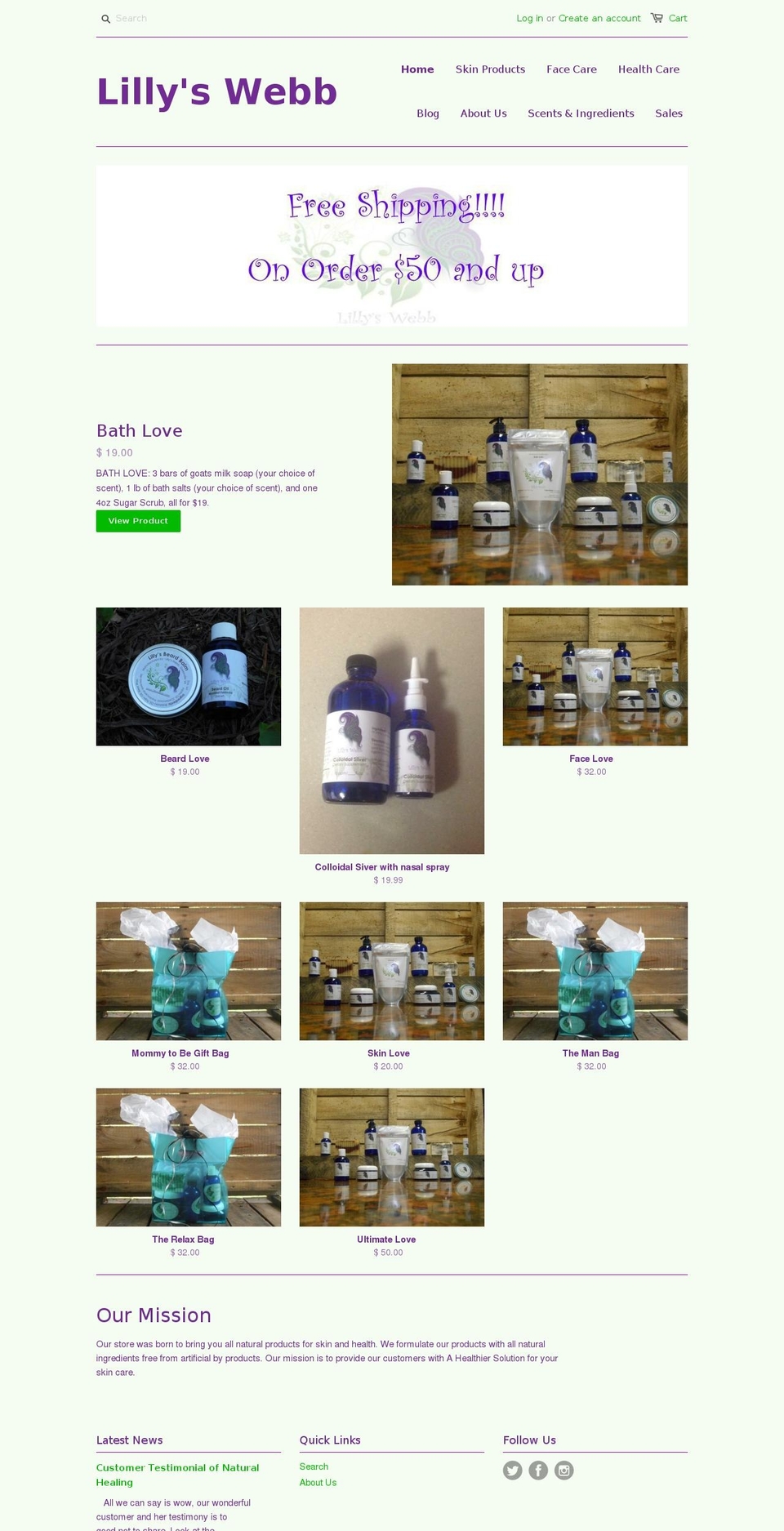 lillyswebb.com — Shopify storefront screenshot