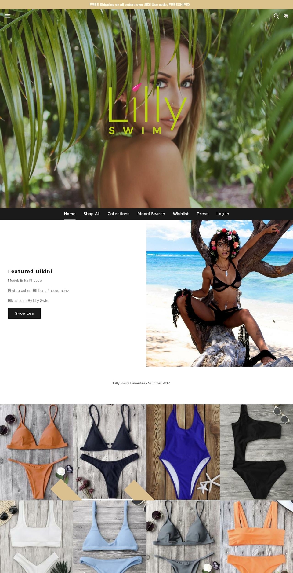 lillyswimusa.com — Shopify storefront screenshot