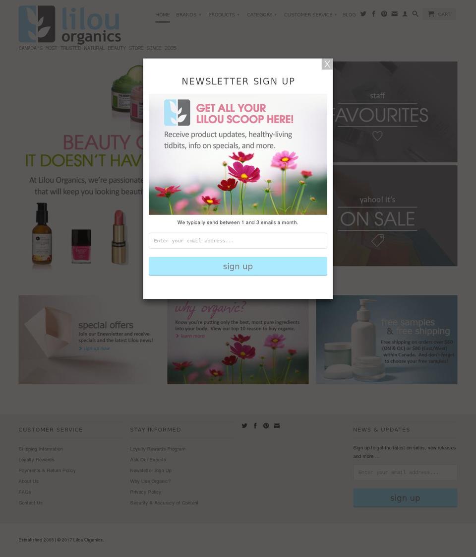 lilouorganics.com shopify website screenshot