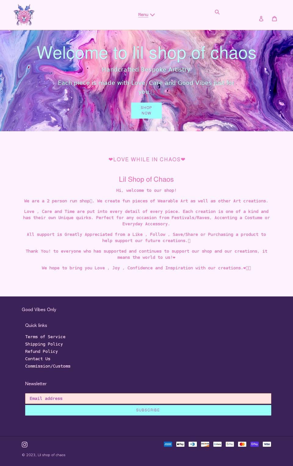 lilshopofchaos.com shopify website screenshot