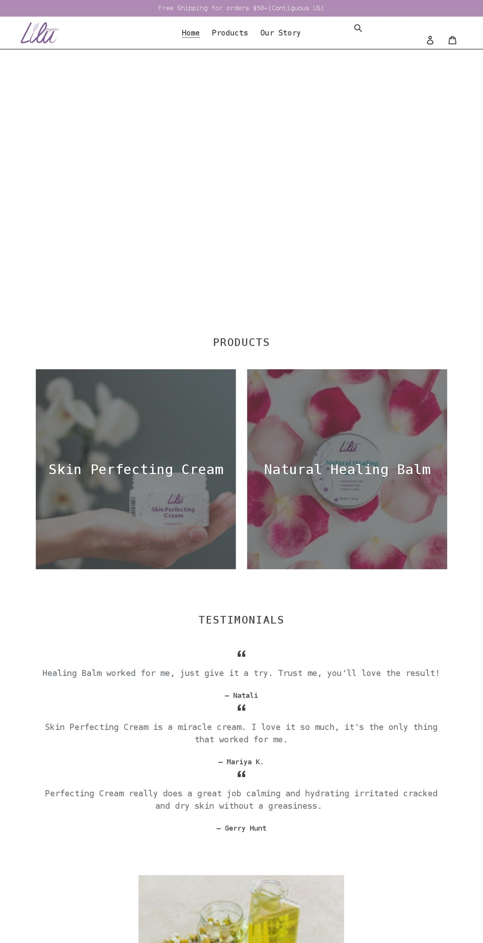 liluorganics.com shopify website screenshot