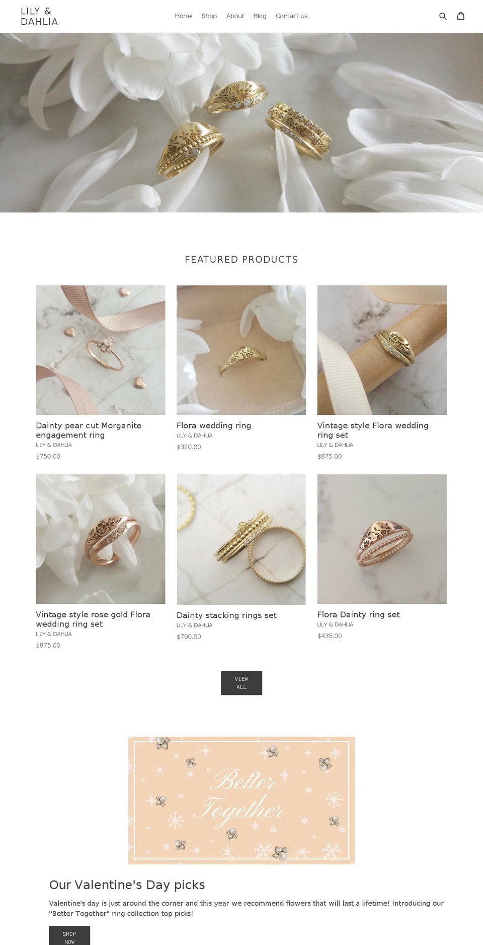 lilyanddahlia.com shopify website screenshot