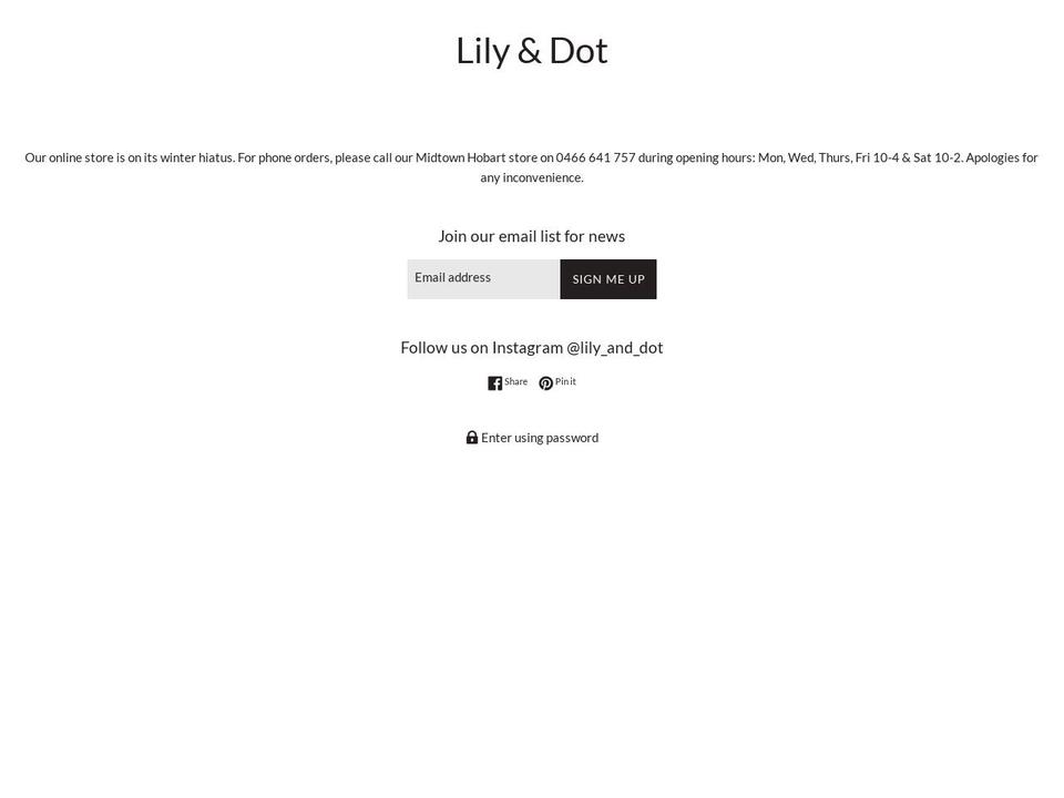 lilyanddot.com.au shopify website screenshot