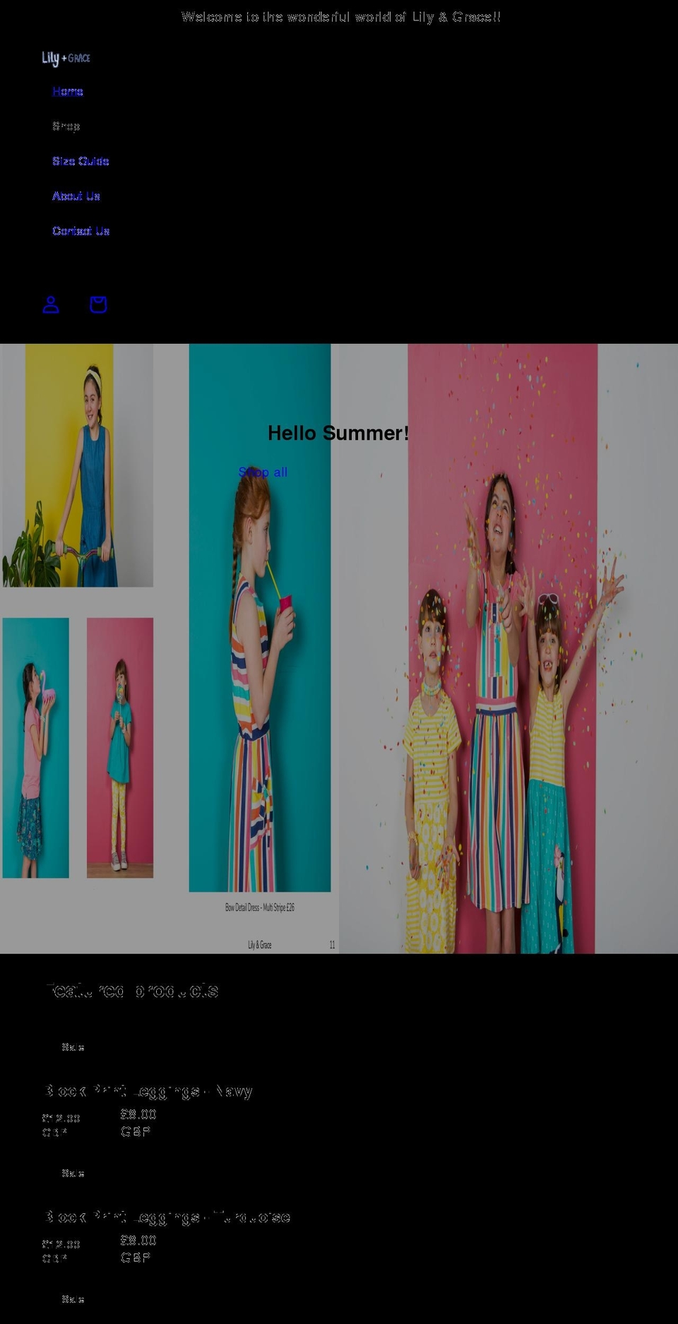 lilyandgrace.co.uk shopify website screenshot