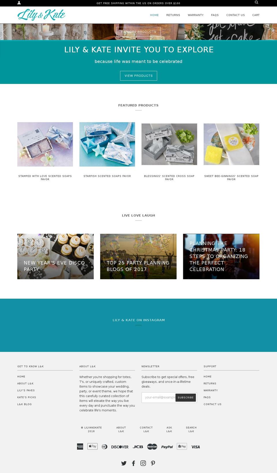 lilyandkate.com — Shopify storefront screenshot
