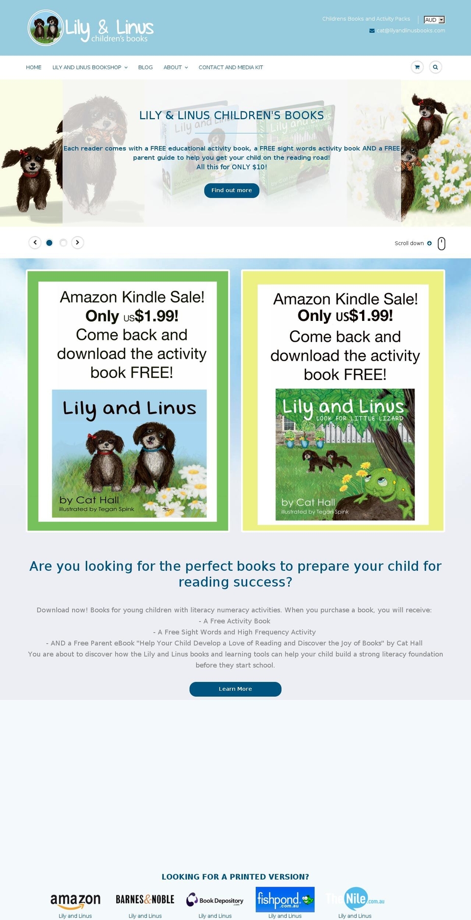 lilyandlinusbooks.com shopify website screenshot