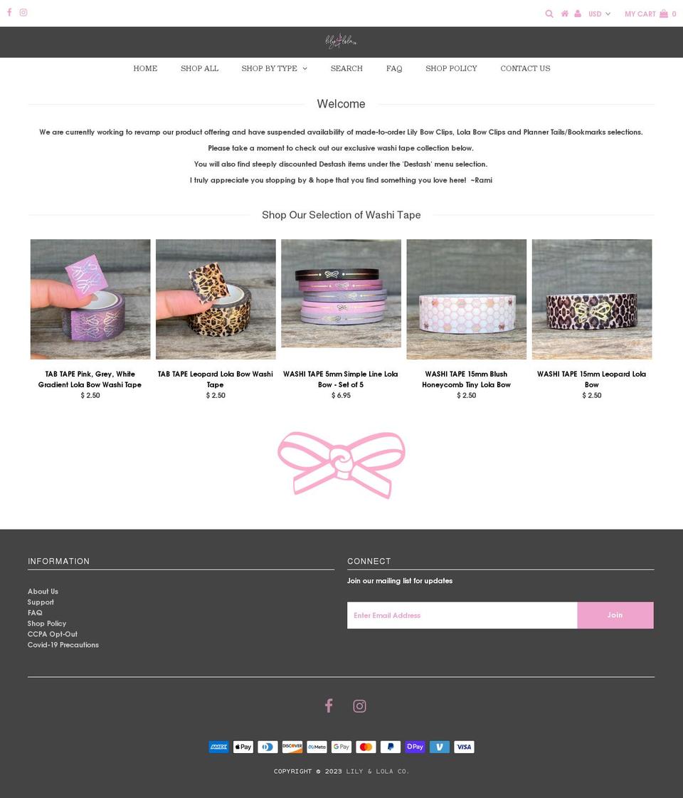 lilyandlolaco.com — Shopify storefront screenshot