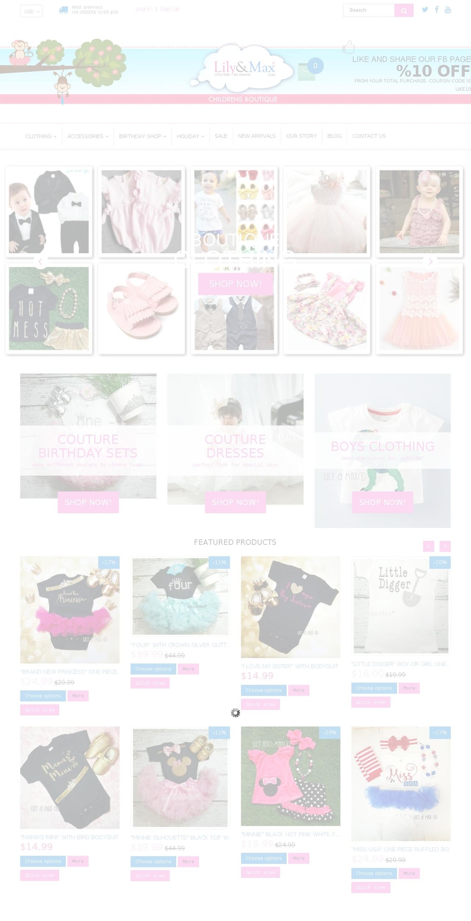 theme196 Shopify theme site example lilyandmax.com