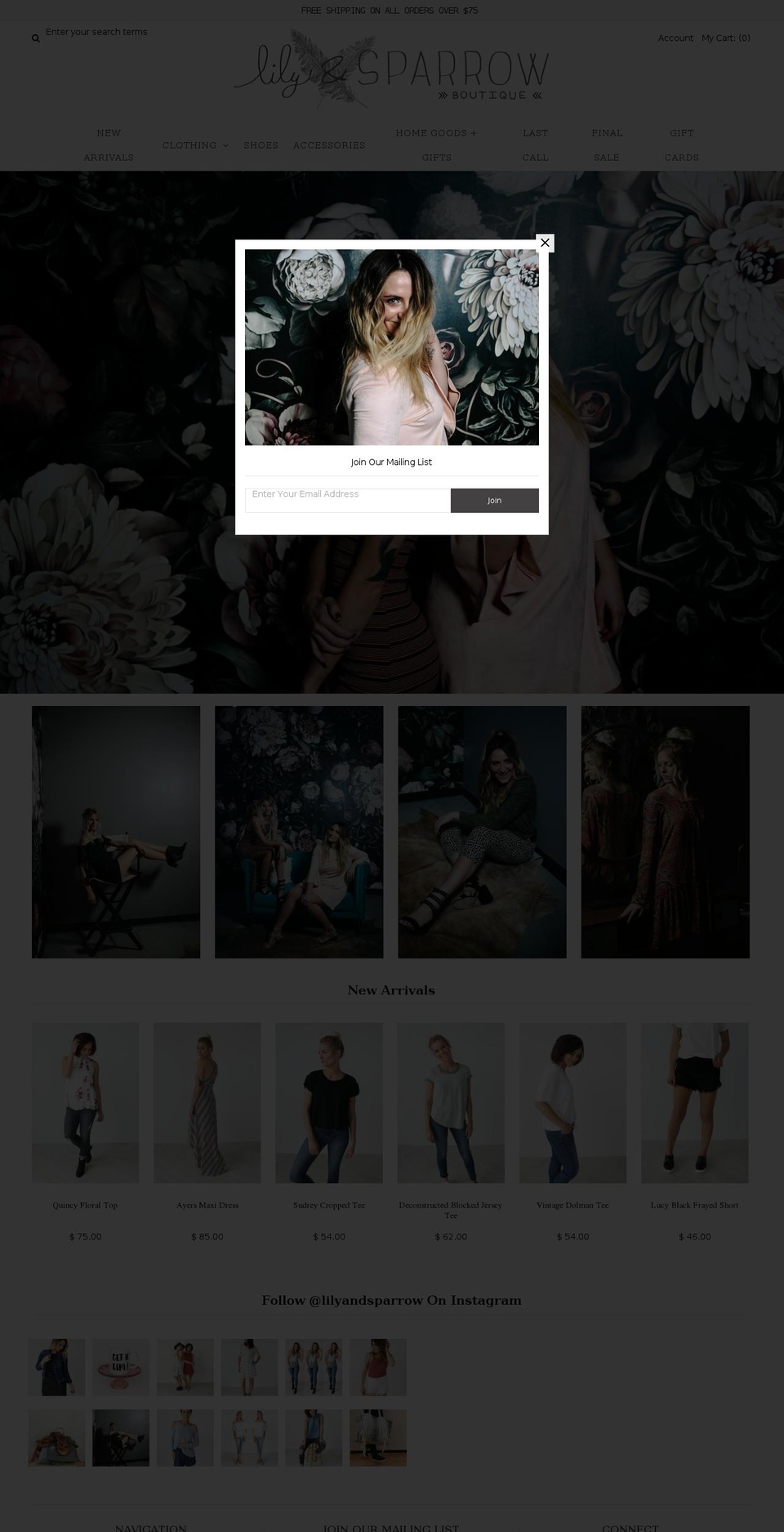 lilyandsparrowboutique.com shopify website screenshot