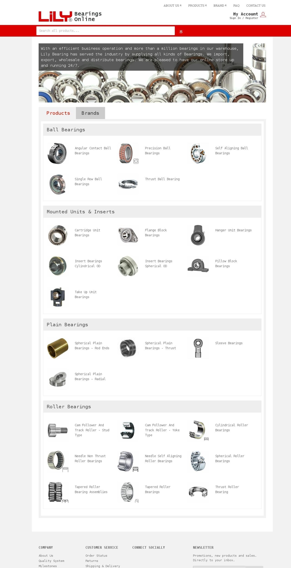 lilybearingonline.com shopify website screenshot