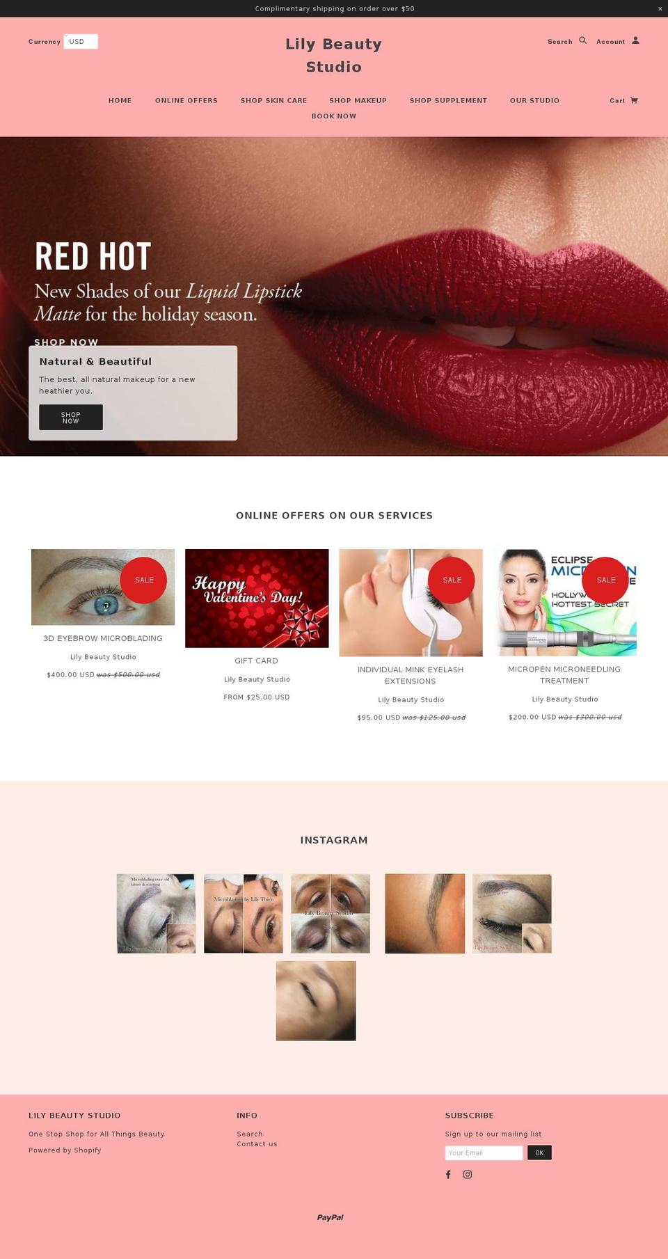 lilybeautystore.com shopify website screenshot