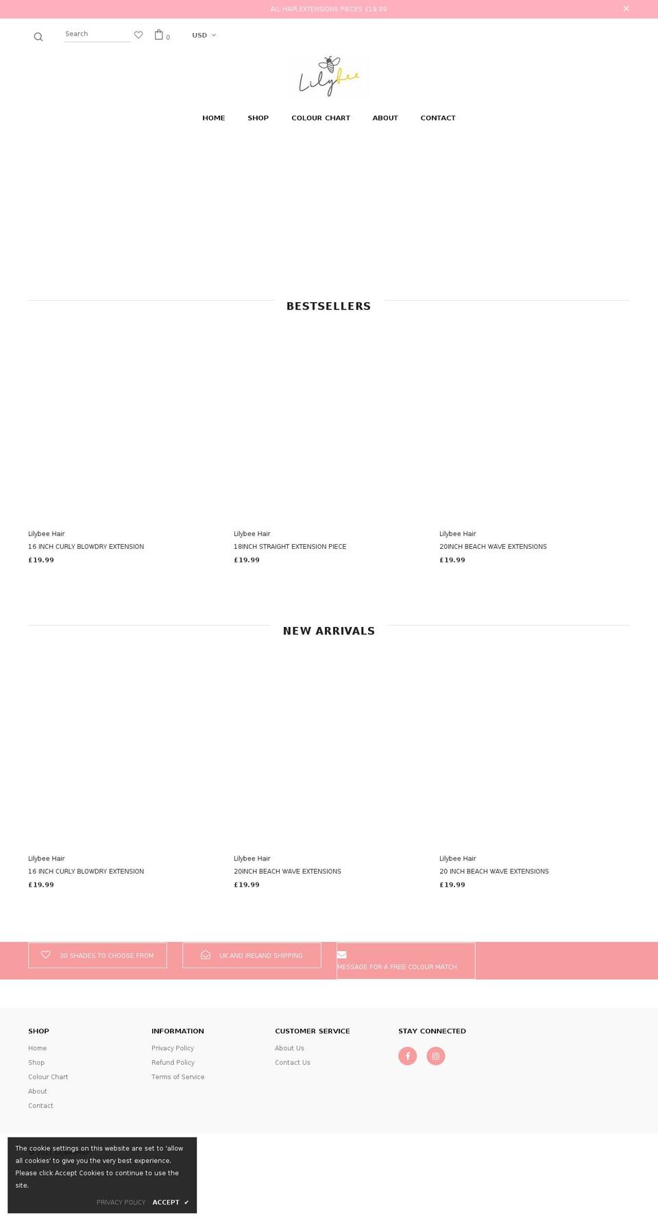 lilybeehair.com shopify website screenshot