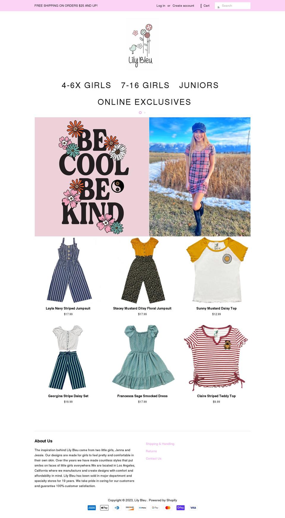 lilybleugirls.com shopify website screenshot