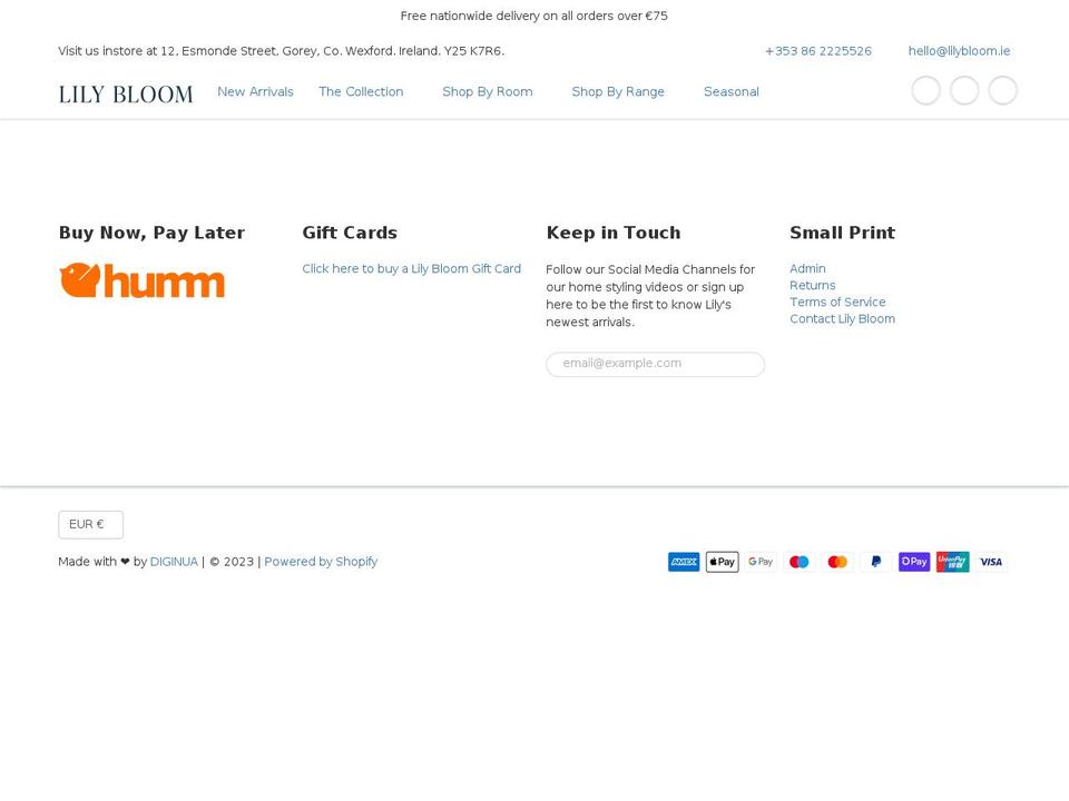 lilybloom.ie shopify website screenshot