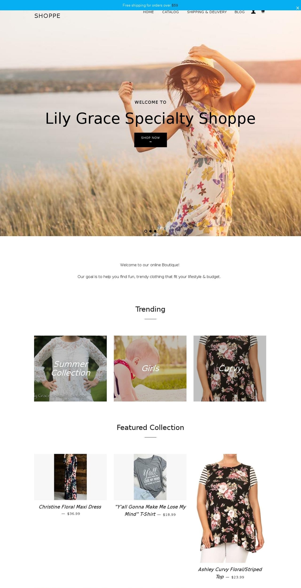 lilygracespecialtyshoppe.com — Shopify storefront screenshot